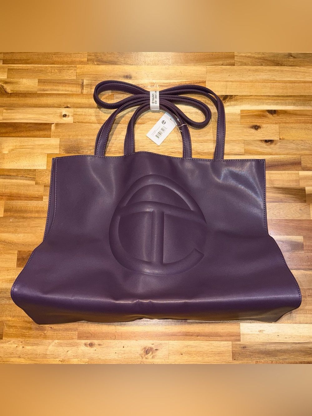 TELFAR Vegan Leather Large Eggplant Shopping Bag